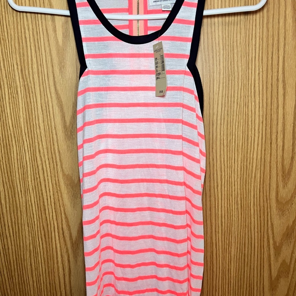 American eagle  Neon Pink and White Striped Tank Top